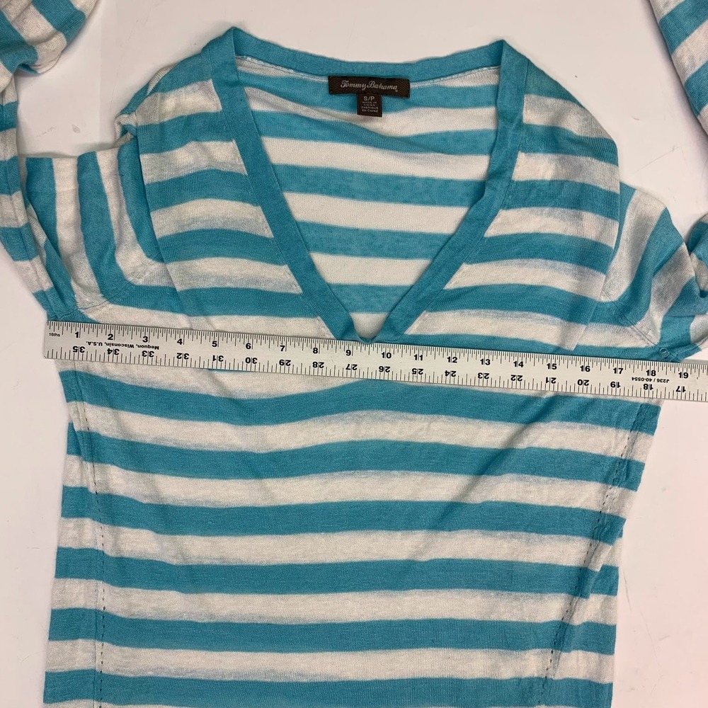 Tommy Bahama Womens Striped V Neck Long Sleeve Lightweight Sweater Top Size S P - Picture 9 of 11